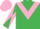 Silk - EMERALD GREEN, pink chevron, diabolo on sleeves, pink cap