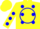 Silk - Yellow, Blue Circle, Blue spots on Yellow