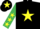 Silk - Black, Yellow star, Emerald Green sleeves, Yellow stars, Black cap, Yellow star