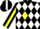 Silk - BLACK, white diamonds, yellow stripe on