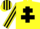 Silk - Yellow, Black cross of lorraine, striped sleeves and cap