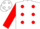 Silk - WHITE, red 'S', spots and sleeves, white