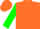 Silk - ORANGE, black 'V', green sleeves, orange