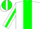 Silk - White, green emblem, green stripe on