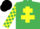 Silk - Emerald Green, Yellow Cross of Lorraine, checked sleeves, Black cap