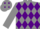 Silk - GREY, purple diamonds, grey sleeves, grey cap, purple diamonds