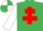 Silk - EMERALD GREEN, red cross of lorraine, white sleeves, quartered cap