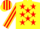 Silk - Yellow, Red stars, striped sleeves and cap