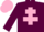 Silk - Maroon, Pink Cross of Lorraine, Pink cap