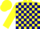 Silk - YELLOW, navy blue blocks, yellow cap