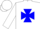 Silk - WHITE, blue Maltese cross, white cap