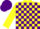 Silk - Yellow and purple blocks, purple cap