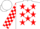 Silk - WHITE, RED stars, check sleeves, WHITE cap