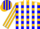 Silk - Gold, blue blocks, white stripes on