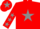 Silk - RED, grey star & stars on sleeves, red cap, grey star