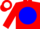 Silk - Red, white 'EG' on blue disc, blue