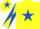 Silk - YELLOW, royal blue star, diabolo on sleeves, yellow cap, royal blue star