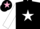 Silk - BLACK, white star & sleeves, black cap, pink star