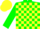 Silk - Green and yellow blocks, yellow cap