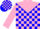 Silk - BLUE, pink yoke, pink blocks on sleeves,