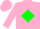 Silk - Pink Black Horse Emblem on Green Diamond