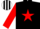 Silk - BLACK, red star, red sleeves, black armlet, black & white striped cap