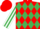 Silk - Red and Emerald Green diamonds, White and Emerald Green striped sleeves, Red cap