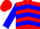 Silk - RED, blue chevrons and sleeves, red cap