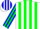 Silk - White, blue and green stripes on
