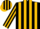 Silk - Black, gold 'P', gold stripes on