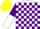 Silk - White and Purple check, Purple and White halved sleeves, Yellow cap