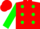 Silk - Red, green spots, green bars on sleeves,