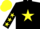 Silk - BLACK, yellow star, yellow stars on sleeves, yellow cap