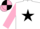 Silk - WHITE, black star, pink sleeves, black & pink quartered cap