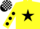 Silk - Yellow, Black star, Yellow sleeves, Black spots, Black and White check cap