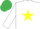 Silk - WHITE, yellow star, emerald green cap