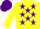 Silk - YELLOW, purple stars, yellow sleeves, purple cap