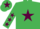 Silk - Emerald Green, Maroon star, stars on sleeves, and star on cap