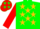 Silk - Green, Red 'MG', Gold Stars, Red Sleeves