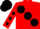 Silk - RED, large BLACK spots, RED sleeves, BLACK spots, BLACK cap