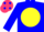 Silk - Blue, Yellow disc, Cerise cap, Blue spots