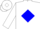 Silk - White, white ' R ' on blue diamond, blue