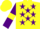 Silk - Yellow, Purple stars, Purple sleeves, Yellow armlets, Yellow cap