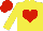 Silk - Yellow, red 'H' in heart frame, red cap