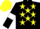 Silk - Black, Yellow stars, Black sleeves, White armlets, Yellow cap