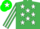 Silk - EMERALD GREEN, white stars, striped sleeves, em. green cap, white star