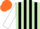Silk - Light Green and Black stripes, White sleeves, Orange cap