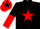 Silk - BLACK, RED star, halved sleeves, RED cap, BLACK star