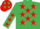 Silk - EMERALD GREEN, red stars
