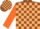 Silk - BROWN & BEIGE CHECK, orange sleeves, brown & beige check cap
